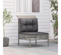 Prolenta Premium - Canapé Central De Jardin Avec Coussin Gris Résine Tressée Gris