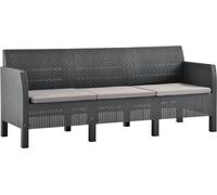 Prolenta Premium - Canapé de jardin 3 places avec coussins Anthracite PP Rotin