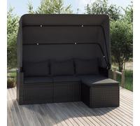 Prolenta Premium - Canapé De Jardin 3 Places Avec Toit Et Repose-Pieds Noir Noir