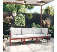 Prolenta Premium - Canapé De Jardin À 3 Places Avec Coussin Bois D'acacia Massif Crème