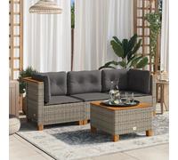 Prolenta Premium - Canapé De Jardin Avec Coussins 3 Places Gris Résine Tressée Gris