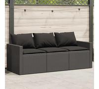 Prolenta Premium - Canapé De Jardin Avec Coussins 3 Places Noir Résine Tressée Noir