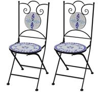 Prolenta Premium - Chaise Bistro Pliable 2 pcs. Céramique bleue et blanche