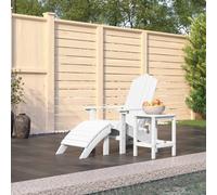 Prolenta Premium - Chaise de jardin Adirondack avec tabouret & table PEHD blanc