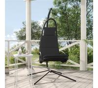 Prolenta Premium - Chaise de jardin suspendue avec coussin Gris foncé Tissu Oxford et acier