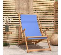 Prolenta Premium - Chaise de plage pliante en teck massif bleu