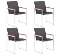 Prolenta Premium - Chaises de jardin 4 pcs. Textilène et acier inoxydable Gris