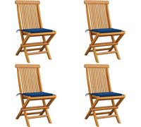 Prolenta Premium Chaises de jardin avec coussins bleu roi 4 pcs. Bois massif teck