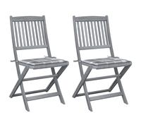 Prolenta Premium - Chaises de jardin pliantes 2 pcs. avec coussins en bois massif d'acacia