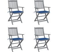 Prolenta Premium - Chaises de jardin pliantes 4 pièces avec coussin en bois massif d'acacia