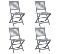 Prolenta Premium - Chaises de jardin pliantes 4 pièces avec coussins en bois massif d'acacia