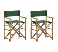 Prolenta Premium Chaises de régie pliantes 2 pcs. Vert Bambou et tissu