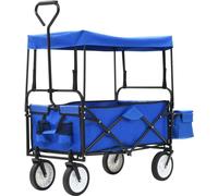 Prolenta Premium - Chariot à main pliable avec toit solaire acier bleu