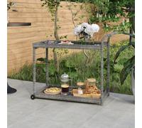 Prolenta Premium - Chariot de bar gris 100x45x83 cm Poly Rattan