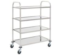 Prolenta Premium - Chariot de service à 4 niveaux 107 x 55 x 125 cm Acier inoxydable