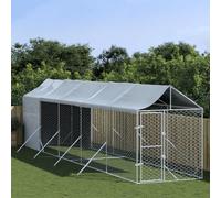 Prolenta Premium - Chenil extérieur avec toit Argenté 2x10x2,5 m Acier Galvanisé