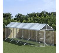 Prolenta Premium - Chenil extérieur avec toit Argenté 2x10x2,5 m Acier Galvanisé