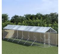 Prolenta Premium - Chenil extérieur avec toit Argenté 2x14x2,5 m Acier Galvanisé