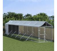Prolenta Premium - Chenil extérieur avec toit Argenté 2x14x2,5 m Acier Galvanisé