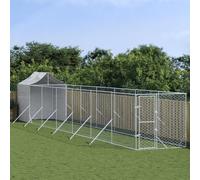 Prolenta Premium - Chenil extérieur avec toit Argenté 2x14x2,5 m Acier Galvanisé