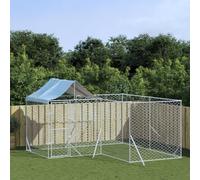 Prolenta Premium - Chenil extérieur avec toit argenté 4x4x2,5m Acier galvanisé