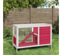 Prolenta Premium - Clapier à lapin rouge 103x44x69,5 cm en bois de pin massif