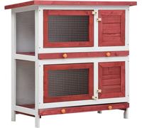 Prolenta Premium Clapier à lapins 4 portes Rouge Bois