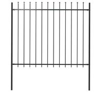 Prolenta Premium - Clôture De Jardin Avec Dessus En Forme De Lance En Acier 181 X 150 Cm Noir Noir