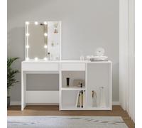 Prolenta Premium - Coiffeuse LED avec armoire blanche en bois composite