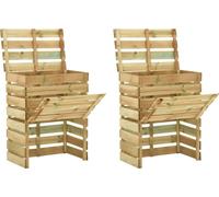 Prolenta Premium - Composteur à lattes 2 pcs. 80x50x100 Bois de pin imprégné