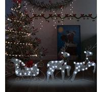 Prolenta Premium - Décoration de Noël Renne & Traîneau 60 LEDs Extérieur Argenté