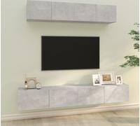Prolenta Premium - Ensemble de 4 meubles TV en bois gris béton