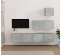 Prolenta Premium - Ensemble de 4 meubles TV en bois gris béton