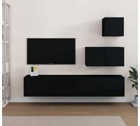 Prolenta Premium - Ensemble de 4 meubles TV noir en bois composite