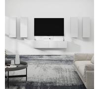 Prolenta Premium - Ensemble de 6 meubles TV blancs en bois composite