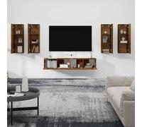 Prolenta Premium - Ensemble de 6 meubles TV en bois de chêne fumé