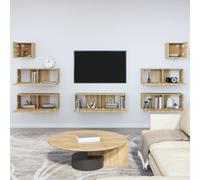 Prolenta Premium - Ensemble de 7 meubles TV en bois composite chêne Sonoma