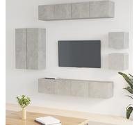 Prolenta Premium - Ensemble de 8 meubles TV en bois gris béton