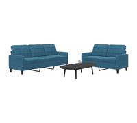 Prolenta Premium - Ensemble De Canapés 2 Pcs Avec Coussins Bleu Velours Bleu