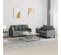 Prolenta Premium - Ensemble De Canapés 2 Pcs Avec Coussins Gris Foncé Tissu Gris