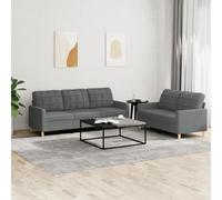 Prolenta Premium - Ensemble De Canapés 2 Pcs Avec Coussins Gris Foncé Tissu Gris