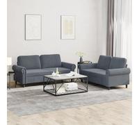 Prolenta Premium - Ensemble De Canapés 2 Pcs Avec Coussins Gris Foncé Velours Gris