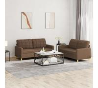 Prolenta Premium - Ensemble De Canapés 2 Pcs Avec Coussins Marron Tissu Marron