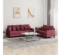 Prolenta Premium - Ensemble De Canapés 2 Pcs Avec Coussins Rouge Bordeaux Tissu Rouge