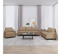 Prolenta Premium - Ensemble De Canapés 3 Pcs Avec Coussins Cappuccino Similicuir Marron