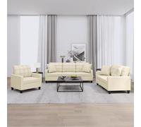 Prolenta Premium - Ensemble De Canapés 3 Pcs Avec Coussins Crème Similicuir Crème