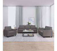 Prolenta Premium - Ensemble De Canapés 3 Pcs Avec Coussins Gris Similicuir Gris