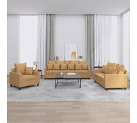 Prolenta Premium - Ensemble De Canapés 3 Pcs Avec Coussins Marron Velours Marron