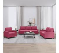 Prolenta Premium - Ensemble De Canapés 3 Pcs Avec Coussins Rouge Bordeaux Velours Rouge