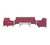 Prolenta Premium - Ensemble De Canapés 3 Pcs Avec Coussins Rouge Bordeaux Velours Rouge